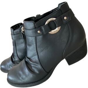 Dr. Scholl's Black Ankle Boots with Gold Accent